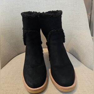 JCrew Black suede leather winter boots. Size 8 1/2